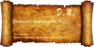 Dukesz Manszvét névjegykártya